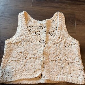 Altar'd State Cream Crochet Crop Top